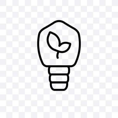 Eko ampul vektör lineer simgesi üzerinde şeffaf arka plan izole, Eko ampul saydamlık kavramı web ve mobil için kullanılabilir