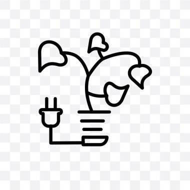 Çevre ışık şeffaf arka plan üzerinde izole doğrusal simge vektör, Eko ışık saydamlık kavramı web ve mobil için kullanılabilir