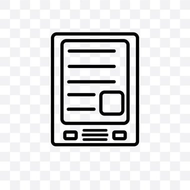 EReader vektör lineer simgesi üzerinde şeffaf arka plan izole, Ereader saydamlık kavramı web ve mobil için kullanılabilir