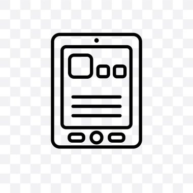 Tablet vektör lineer simgesi üzerinde şeffaf arka plan izole, web için kullanılan ve Mobil Tablet saydamlık kavramı olabilir