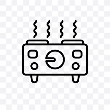 sıcak plaka vektör lineer simgesini şeffaf arka plan üzerinde izole, web için kullanılan ve mobil sıcak plaka saydamlık kavramı olabilir