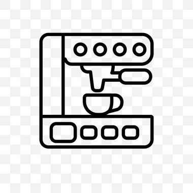 saydam arka plan üzerinde izole espresso maker vektör lineer simgesi, web için kullanılan ve mobil espresso maker saydamlık kavramı olabilir