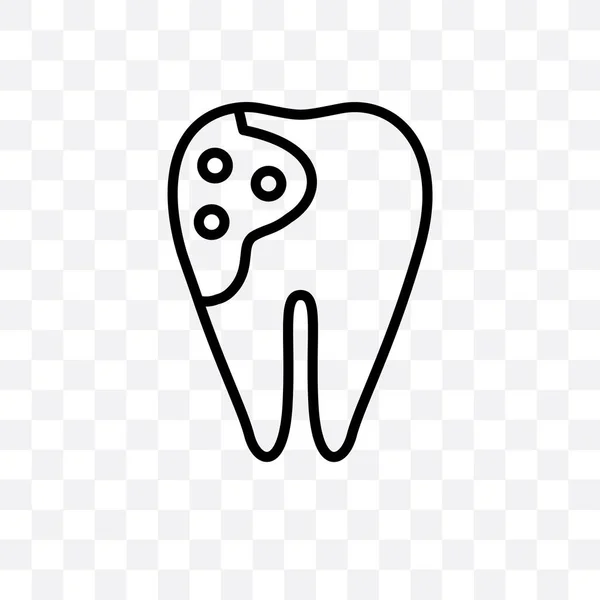 Holed Tooth Vector Lineal Icono Aislado Sobre Fondo Transparente Holed — Vector de stock