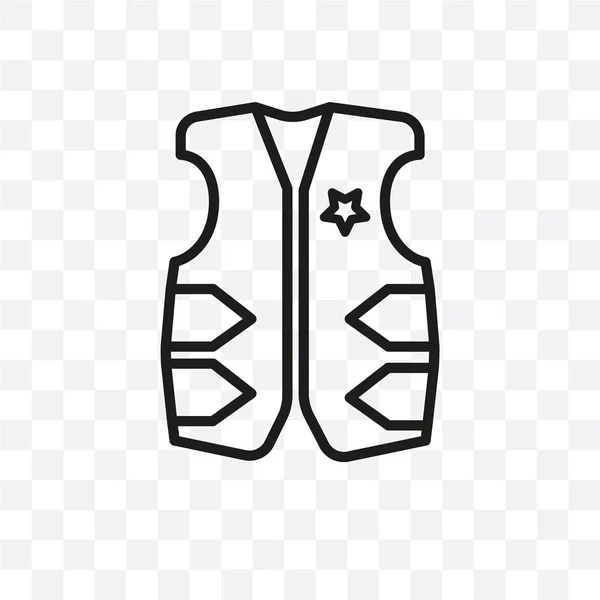 Cowboy Vest Vector Lineaire Pictogram Geïsoleerd Transparante Achtergrond Cowboy Vest — Stockvector