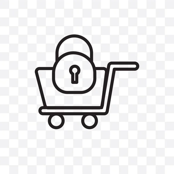 Secure Shopping Vektor Lineární Ikonu Izolované Průhledné Pozadí Bezpečné Nakupování — Stockový vektor