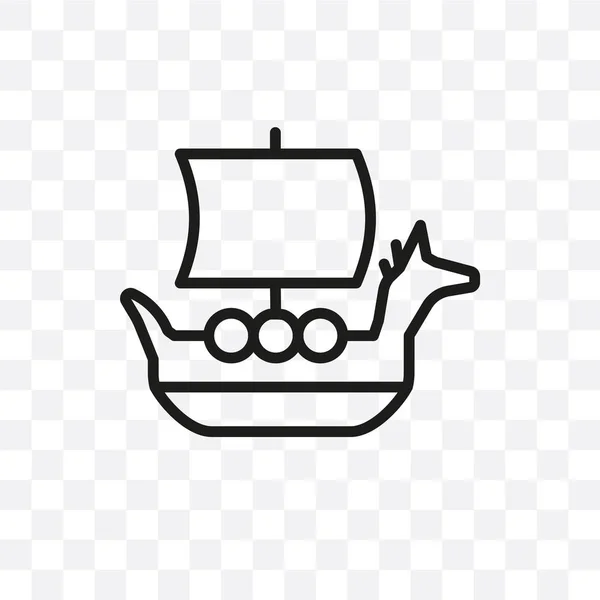 Корабель Вікінгів Векторні Лінійних Значок Ізольовані Прозорим Фоном Вікінг Концепції — стоковий вектор
