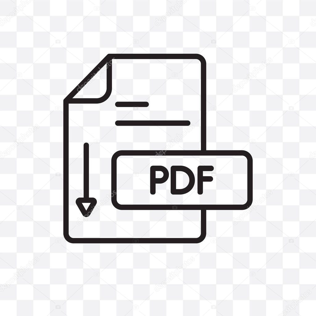 Pdf vector linear icon isolated on transparent background, Pdf transparency concept can be used for web and mobile