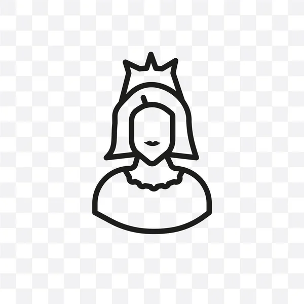 Princess Vector Linear Icon Isolated Transparent Background Princess Transparency Concept — Stock Vector