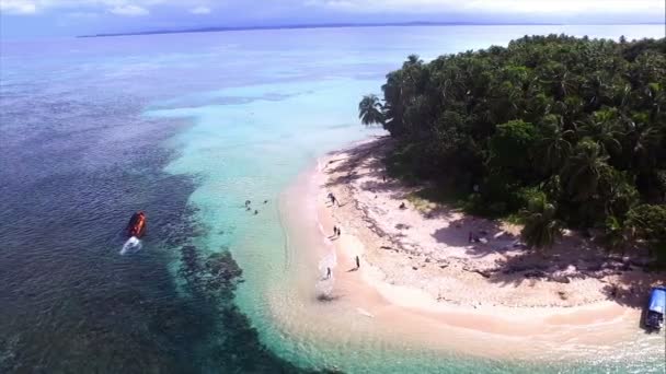 Zobrazit Letecké Dron Panenské Nedotčené Ostrov Karibiku Tyrkysové Vody Pláží — Stock video