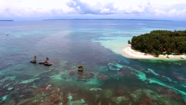 Bakire Bozulmamış Caribbean Island Hava Dron View Turkuaz Suları Beyaz — Stok video