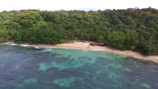 Virgin Unspoiled Caribbean Island Aerial Drone View Turquoise Waters White — Stock Video