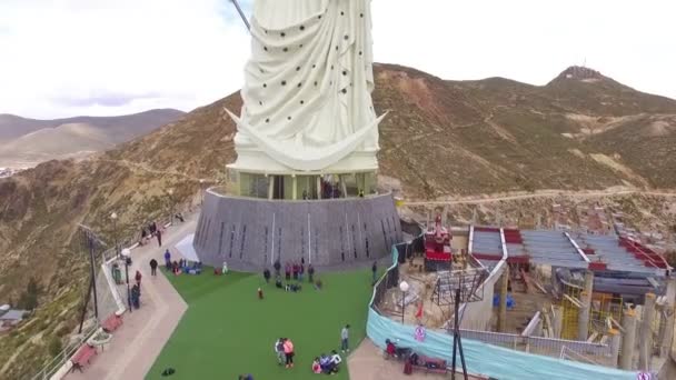 Virgen Del Socavon Tourist Spot Aerial Drone View Virgin Socavn — Stock Video