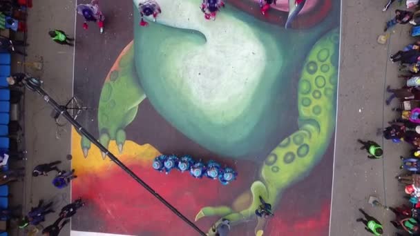 Oruro Καρναβάλι Παρέλαση Εναέρια Θέα Στο Χωριό Λαογραφία Βολιβίας Παρέλαση — Αρχείο Βίντεο