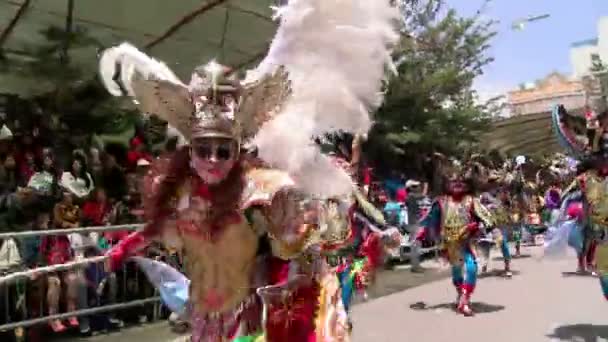 Oruro Wieś Karnawał Parada Uroczyste Taniec Kolorowe Boliwijski Folklor Parada — Wideo stockowe