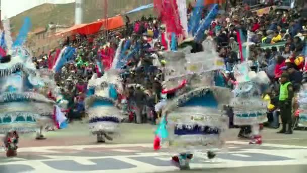 Oruro Wieś Karnawał Parada Uroczyste Taniec Kolorowe Boliwijski Folklor Parada — Wideo stockowe