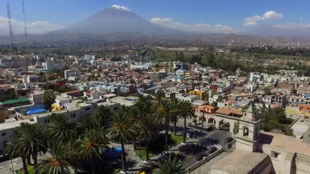 Arequipa Stadt Peru Drohne Luftaufnahme Arequipa Ist Die Hauptstadt Und — Stockvideo