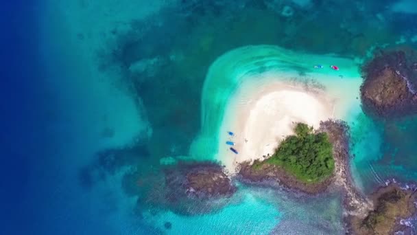 Idyllic Paradise Virgin Unspoiled Tropical Island Aerial Drone View White — Stock Video