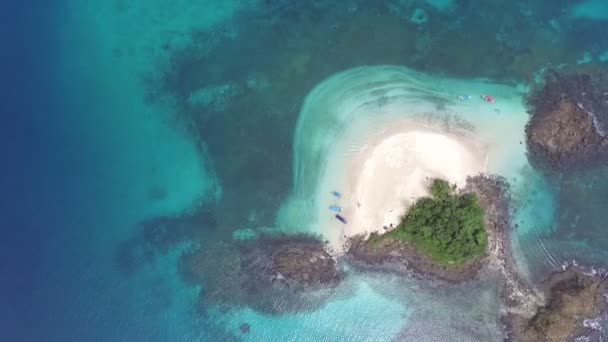 Idyllic Paradise Virgin Unspoiled Tropical Island Aerial Drone View White — Stock Video