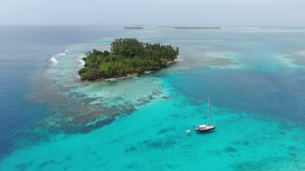 Caribe Virgem Virgem Ilha Praia Drone Aérea Vista Voando Longo — Vídeo de Stock