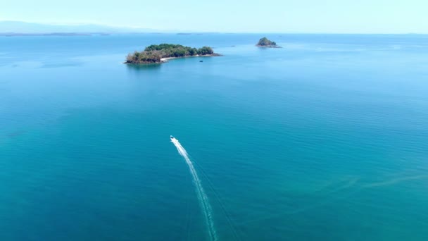 Idylliczne Raj Dziewiczej Tropikalnej Wyspy Tropikalnych Widok Drone Biała Piaszczysta — Wideo stockowe