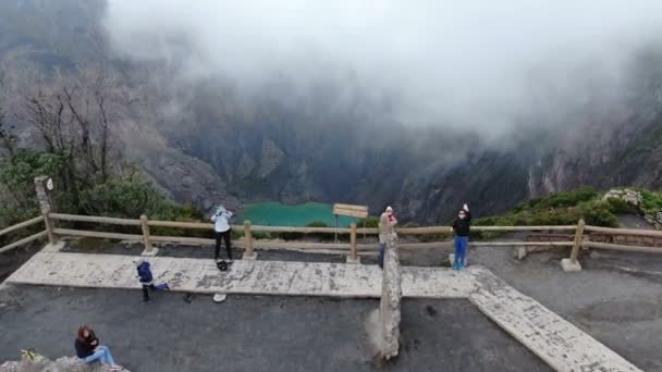 Lago Del Volcán Irazu Costa Rica Vista Aérea Del Drón — Vídeos de Stock