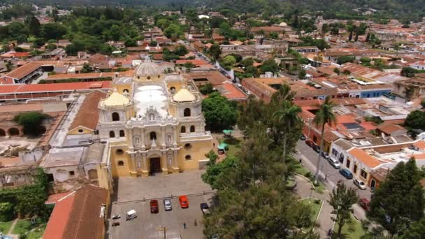 Ancient Old Antigua Guatemala City Aerial Drone View Antigua Guatemala — Stock Video