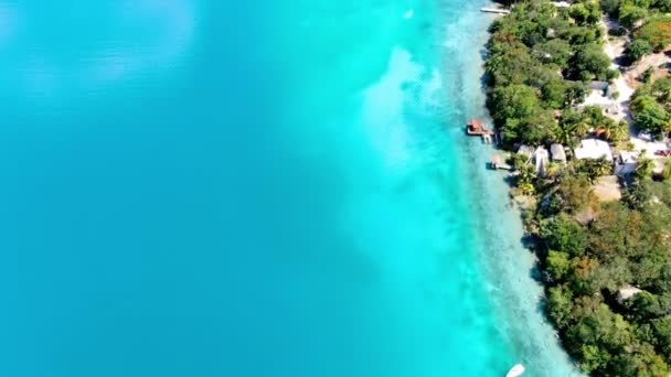 Lake Bacalar Trópusi Úti Cél Légi Drón Kilátás Bacalar Egy — Stock videók