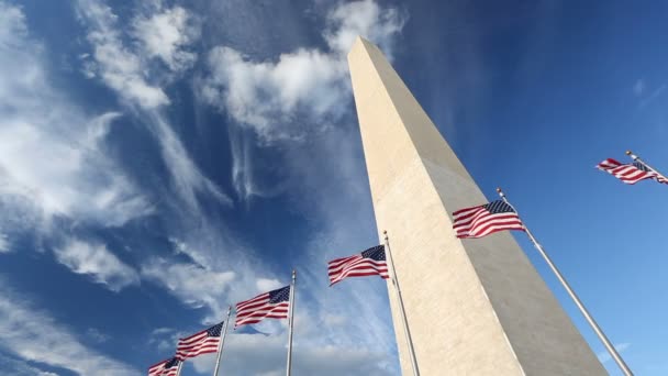ワシントン記念碑の旗 — ストック動画