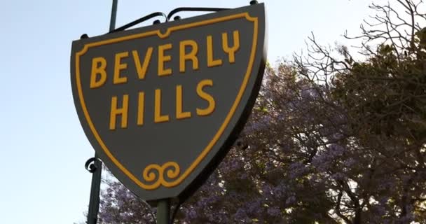 Beverly Hills Street assina na Califórnia EUA — Vídeo de Stock