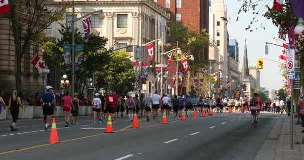 Carrera de maratón en las calles de Ottawa Ontario Canadá — Vídeo de stock