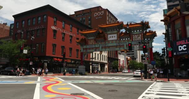 Przyjaźń Archway w Chinatown w centrum Waszyngtonu — Wideo stockowe