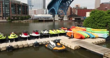 Ohio 'daki Cleveland City silueti ABD