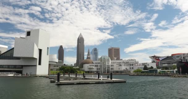 Downtown Cleveland city skyline in Ohio USA — Stock video