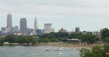 Ohio 'daki Cleveland City silueti ABD