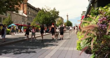 Eski Montreal Quebec Kanada 'sında kaldırım taşı sokaklar