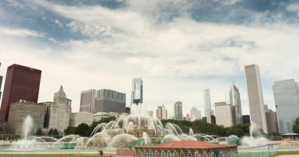 Chicago Illinois panorama a Buckingham fontána — Stock video