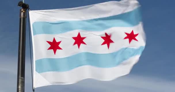 Chicago Illinois Amerikai Egyesült Államok város zászló — Stock videók