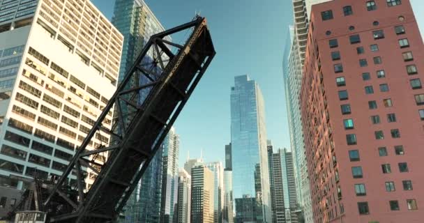 Arquitetura, barcos, ponte, Edifício Exterior, Chicago, rio chicago, cidade , — Vídeo de Stock