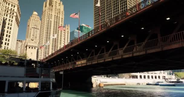 Chicago belvárosa Illinois DuSable Bridge — Stock videók