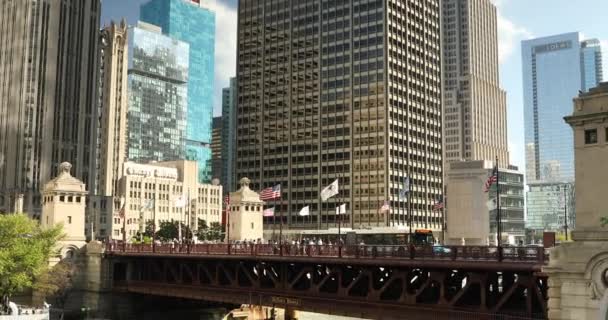 Downtown Chicago Illinois DuSable Bridge — Stock Video