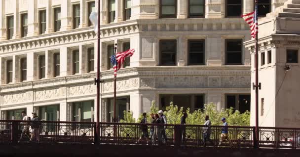 Centro de Chicago Illinois DuSable Bridge — Vídeos de Stock