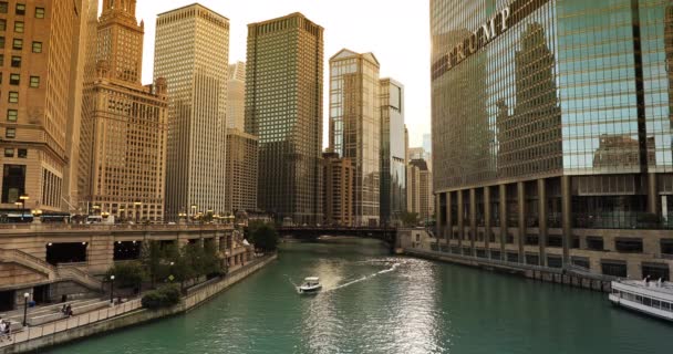 Chicago belvárosa Illinois DuSable Bridge — Stock videók