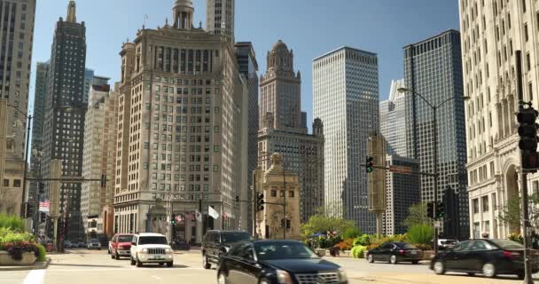 Στο κέντρο του Σικάγο Illinois DuSable Bridge — Αρχείο Βίντεο