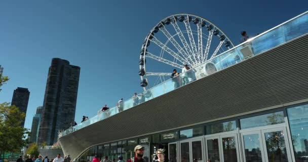 Navy Pier pretpark in Chicago Illinois Verenigde Staten — Stockvideo