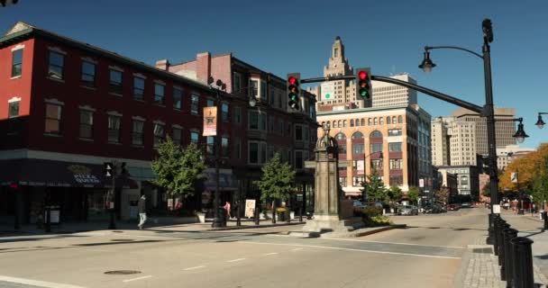 Downtown Providence Rhode Island θέα στον ορίζοντα της πόλης — Αρχείο Βίντεο