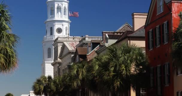 Charleston South Carolina Innenstadt Geschäftsviertel — Stockvideo