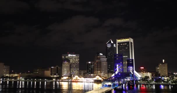 Jacksonville Florida Şehri Geceleri gökyüzü — Stok video