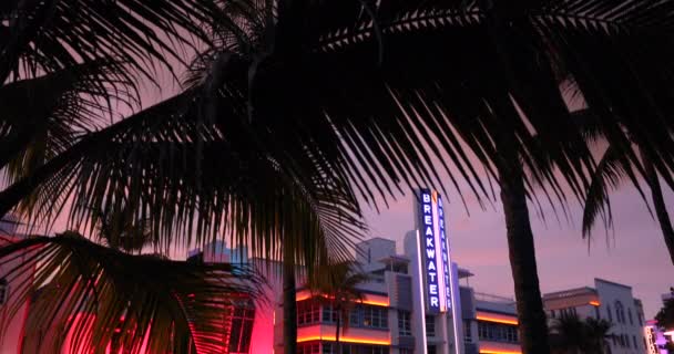 Vida noturna ao longo Ocean Drive em South Beach Miami Florida — Vídeo de Stock