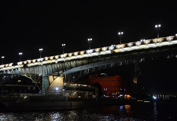 Promenade Nocturne Sur Rivière Moscou — Photo