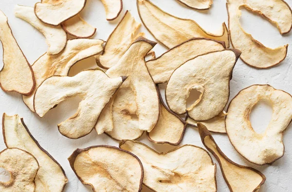 Pear Fruit Dehydrated Chips Background Healthy Vegan Snack — Stock Photo, Image